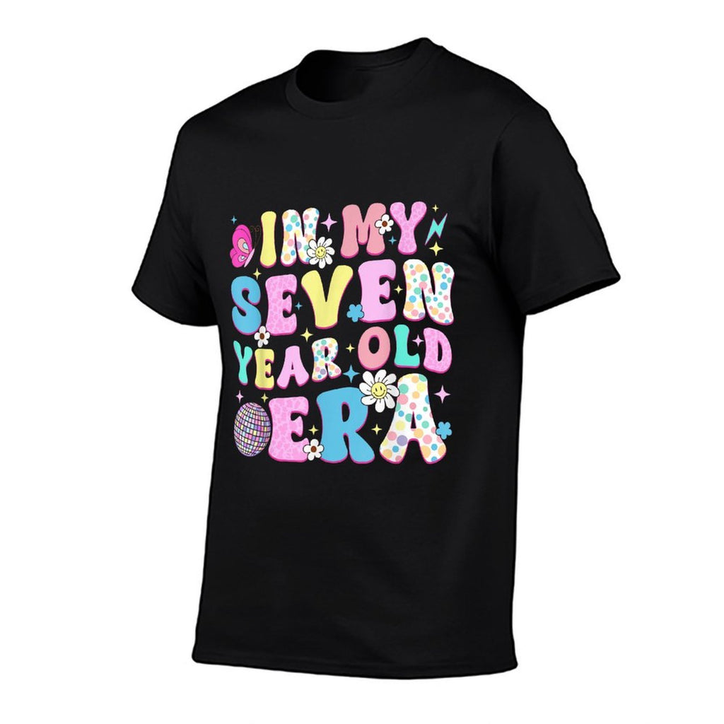 7 Year Old In My Seven Year Old Era Girl Kids 7th Birthday  Heathered Texture T-Shirt