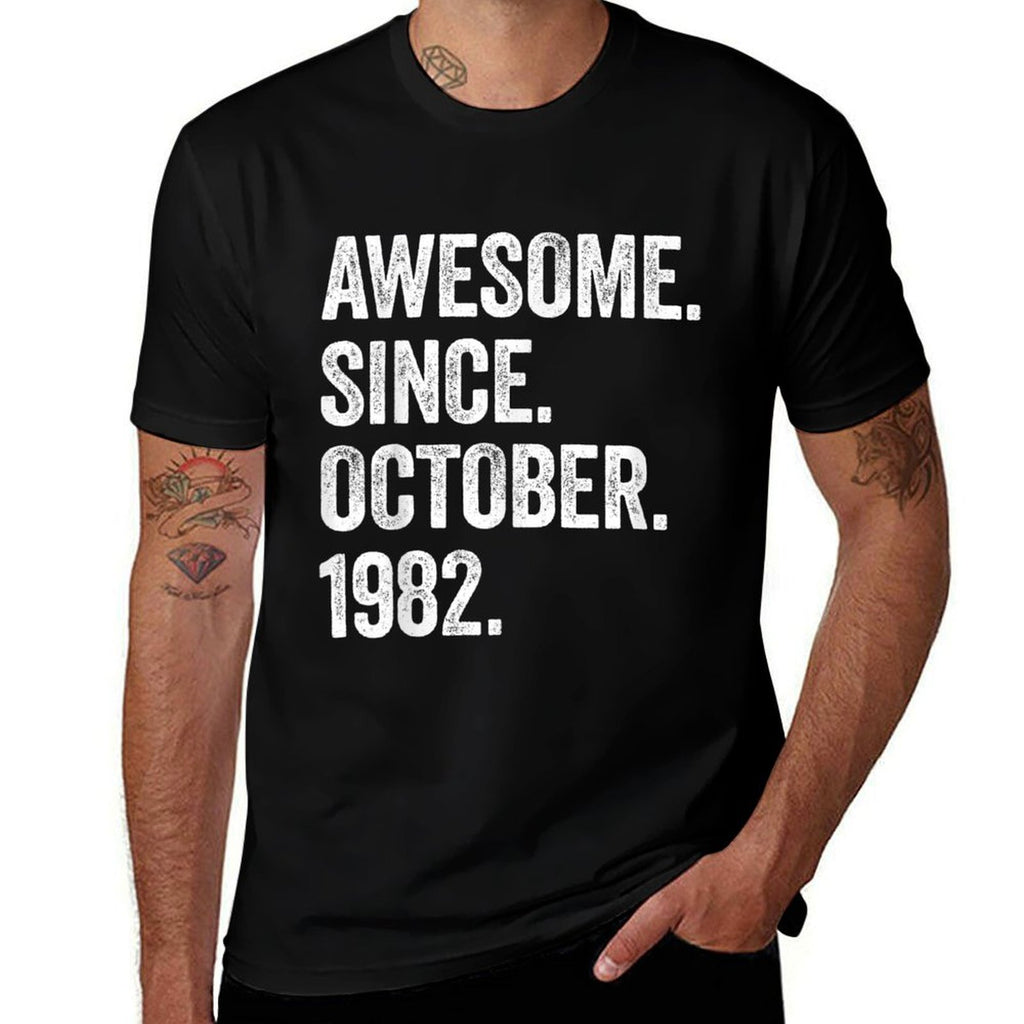 40 Years Old Awesome Since October 1982 40th Birthday  Easy-care T-Shirt