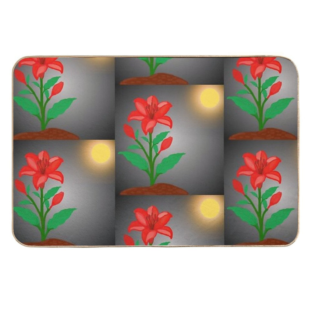 Red Flowers Under The Moonlight  High-Traffic Bath Mat
