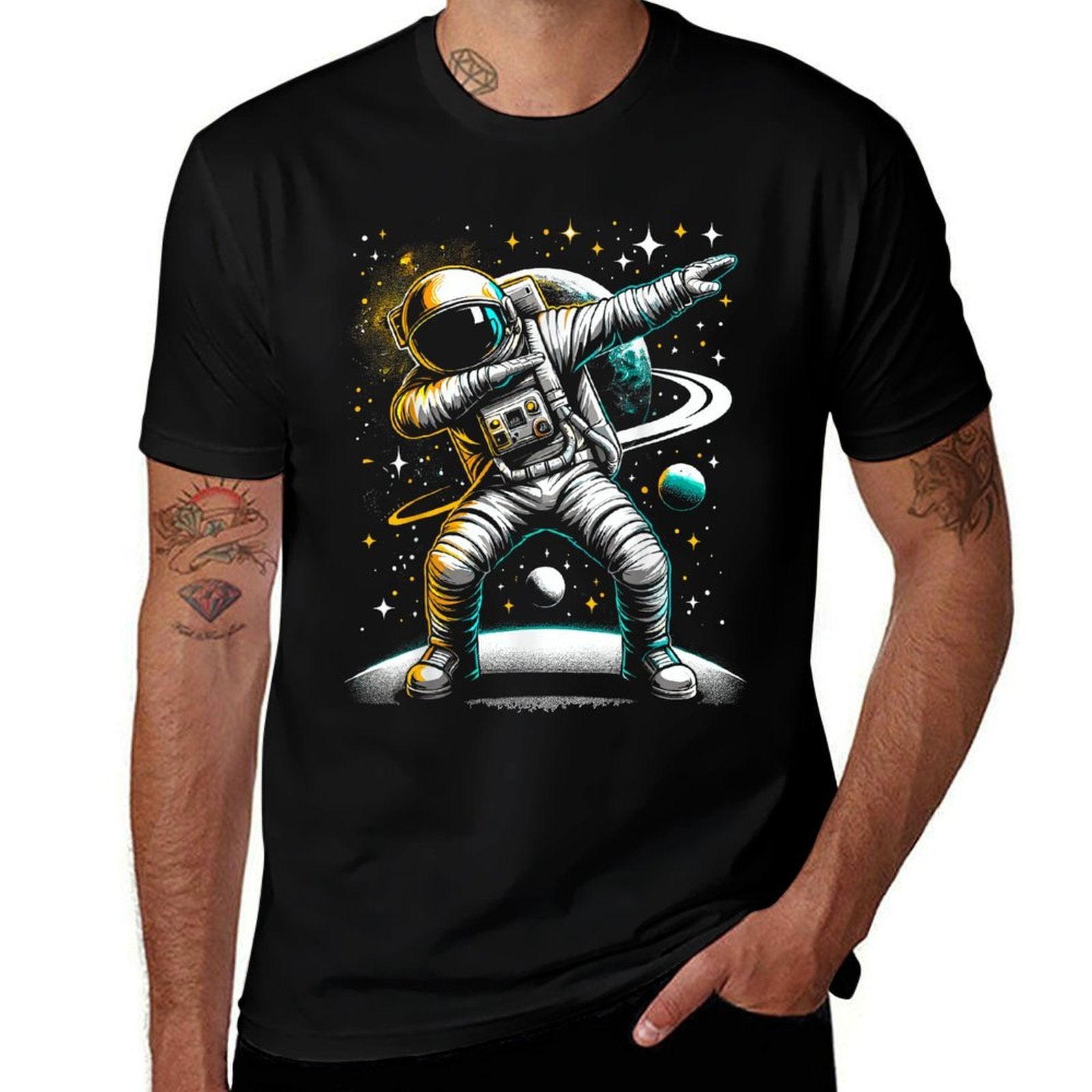 Astronaut Dabbing in Space Galaxy Adventure  Quick-drying T-Shirt