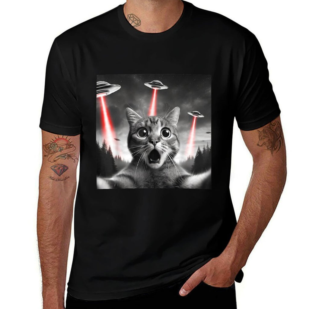 Alien Cat Selfie With Ufo  Eco-friendly Material T-Shirt