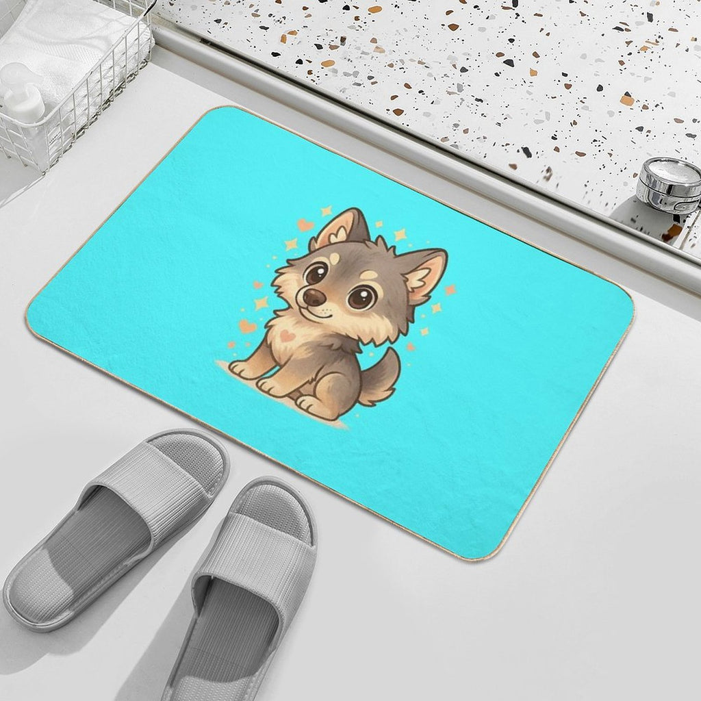 Kawaii Baby Wolf – Chibi Mascot  Easy Maintenance Bath Mat