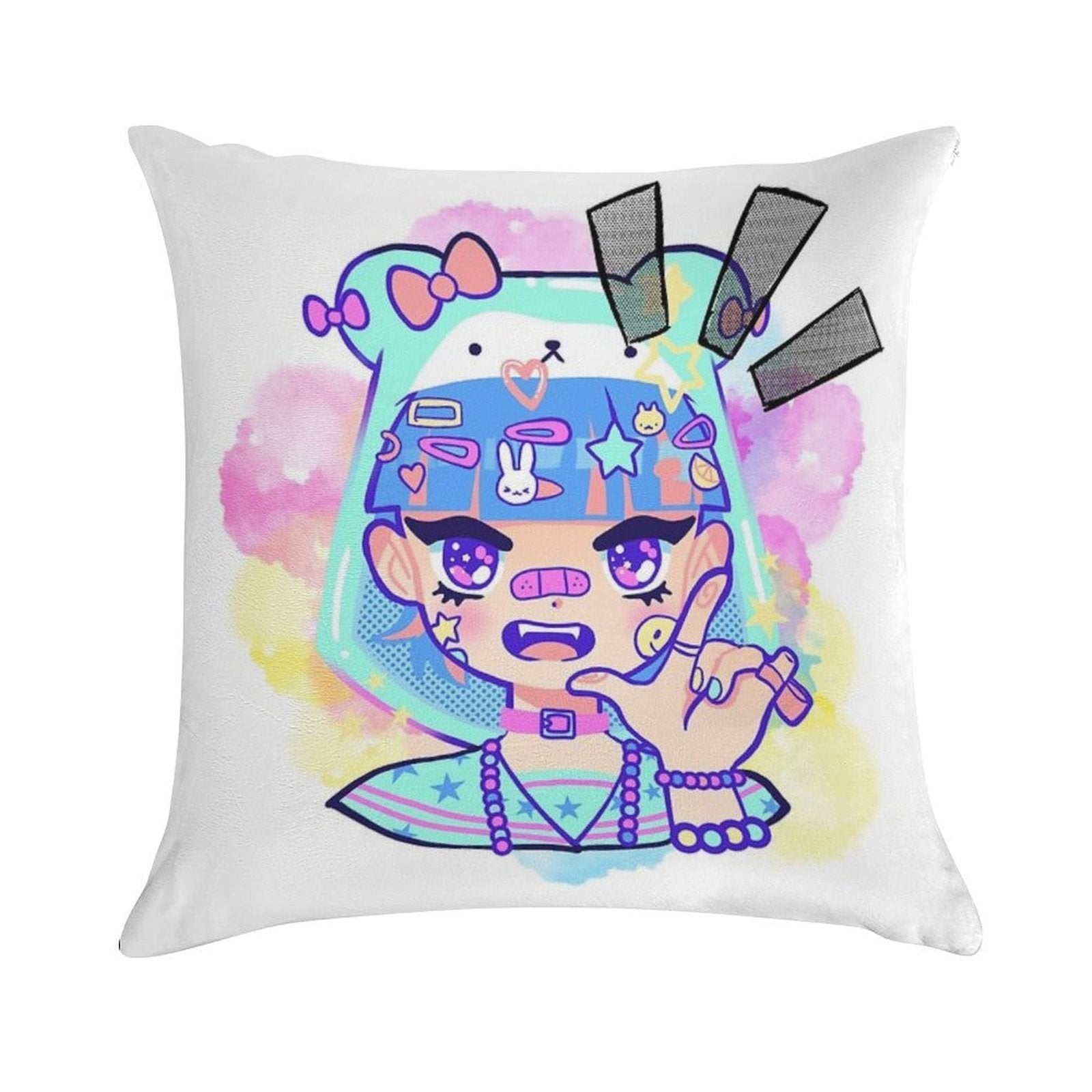 Anime Girl Bubblegum Soft Shrink-Resistant Throw Pillow