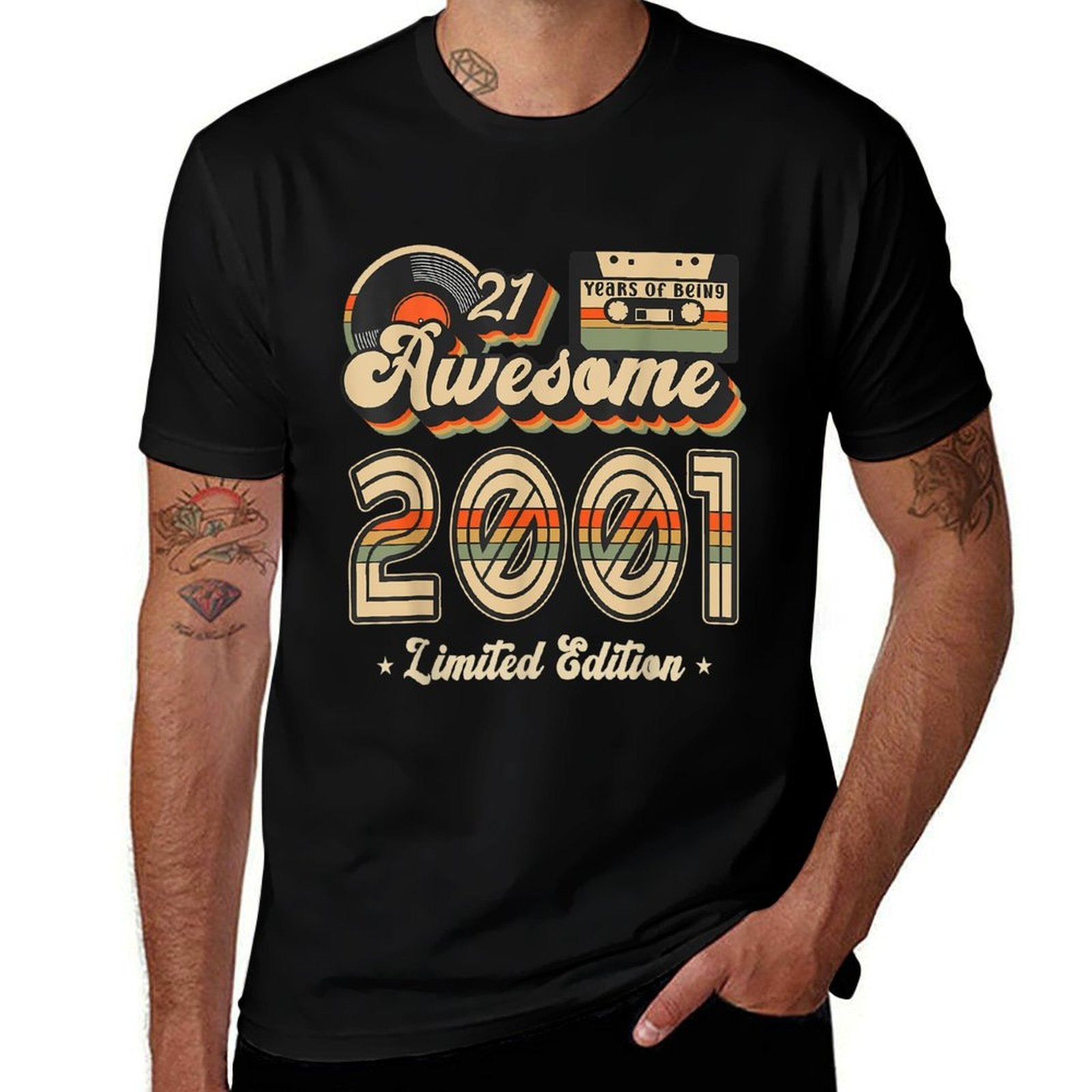 21 Year Old Retro 21st Birthday Gift Best of 2001 Cassette  Trendy Pattern T-Shirt