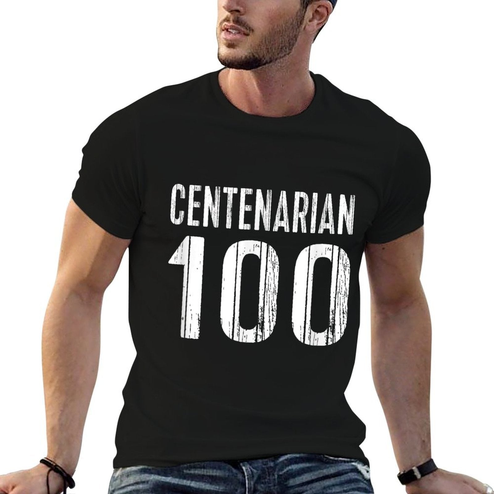 100th Birthday - 100 Years Old Centenarian  Fade-proof Color T-Shirt
