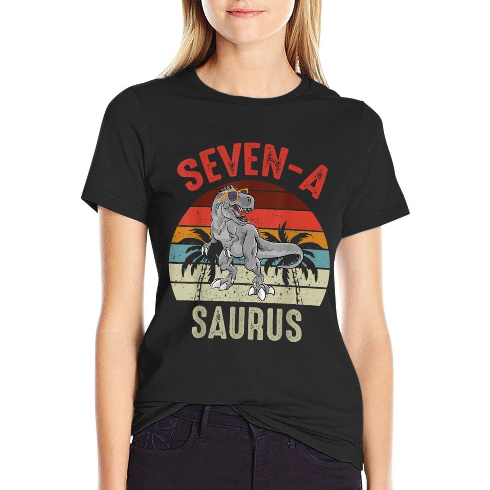 7 Years Old 7th Birthday Boy Seven A Saurus Dinosaur Lover  Tagless Design T-Shirt