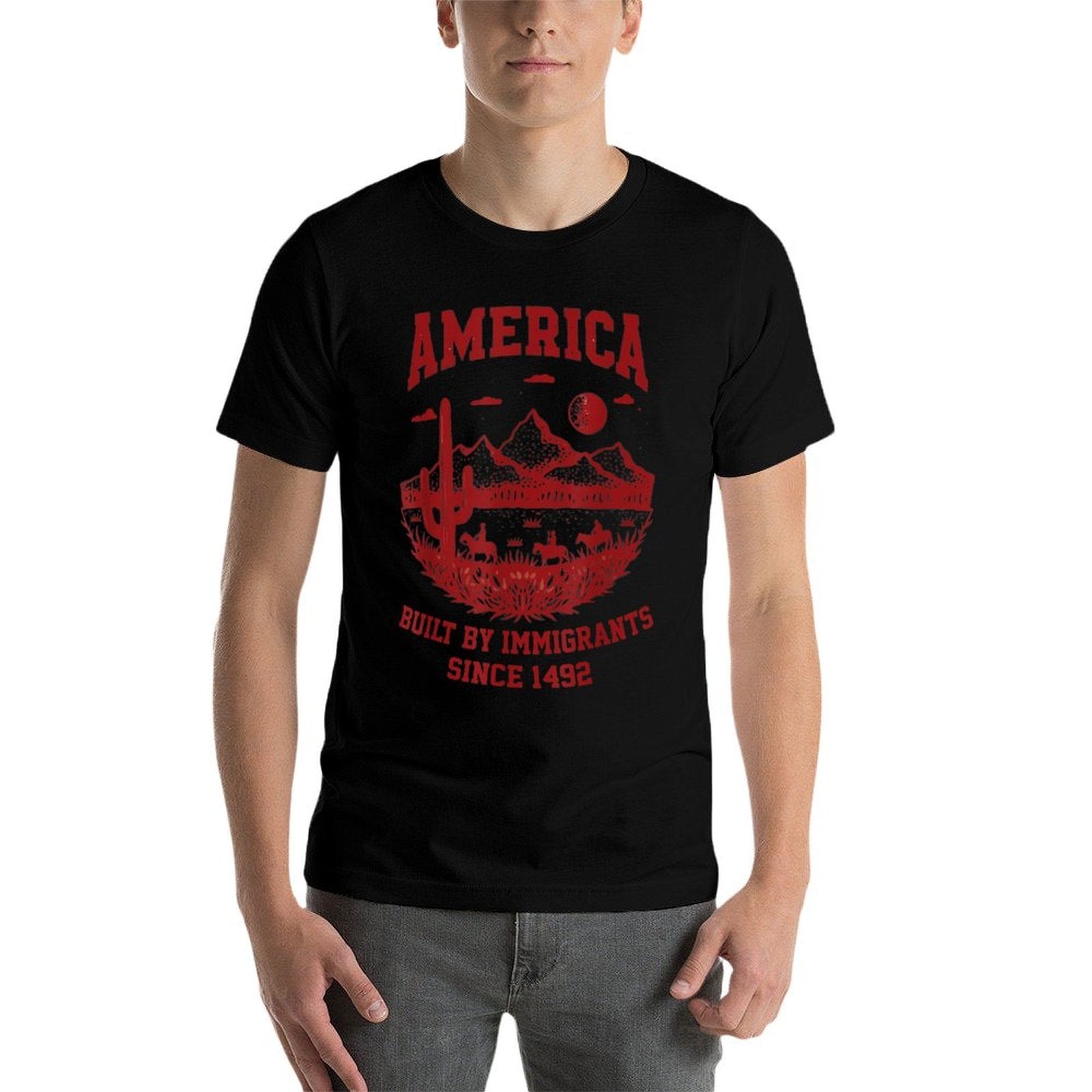 America Built By Immigrants Since 1492 4th Of July  Eco-friendly Material T-Shirt