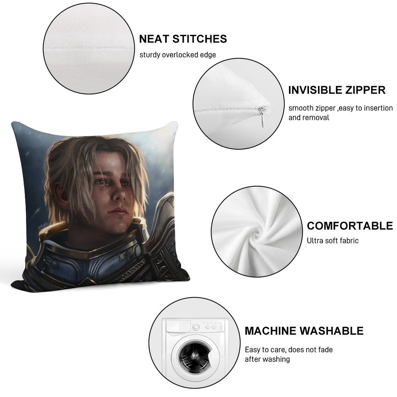 Anduin Wrynn Soft Gift Ready Throw Pillow