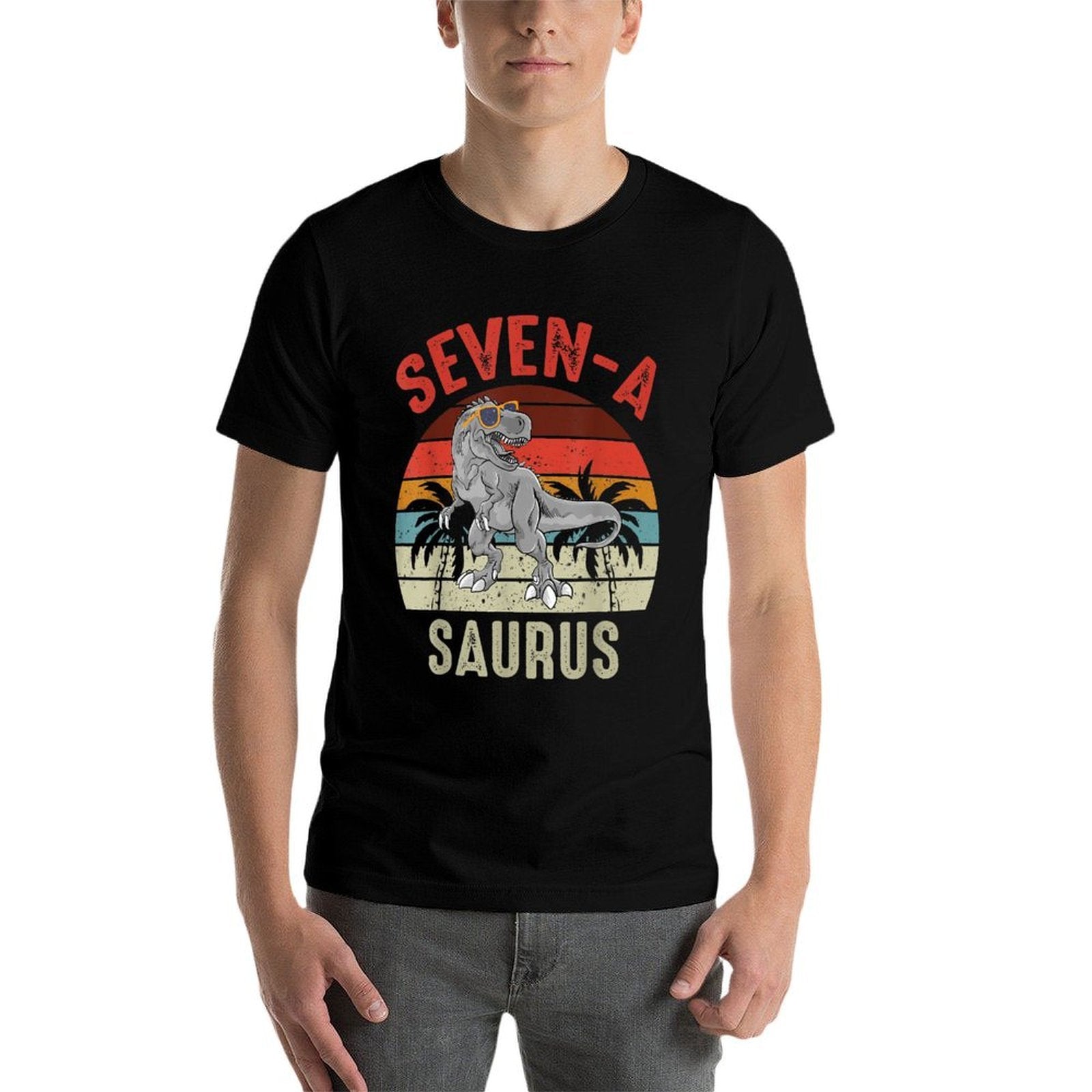 7 Years Old 7th Birthday Boy Seven A Saurus Dinosaur Lover  Tagless Design T-Shirt