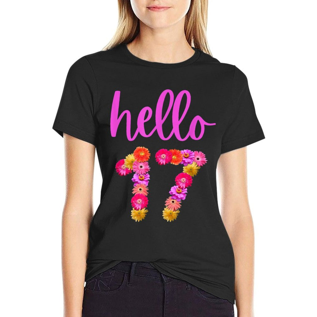 17 Year Old Birthday Flower Hello 17 Its My 17th Birthday  Rolled Sleeves T-Shirt