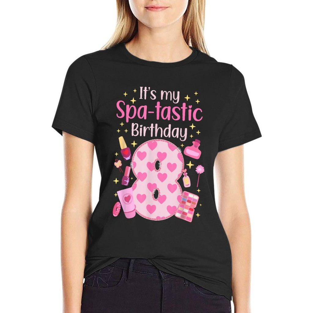 8th Spa Birthday Eight Year Old Spa B-Day Girls Spa Party  Lightweight T-Shirt