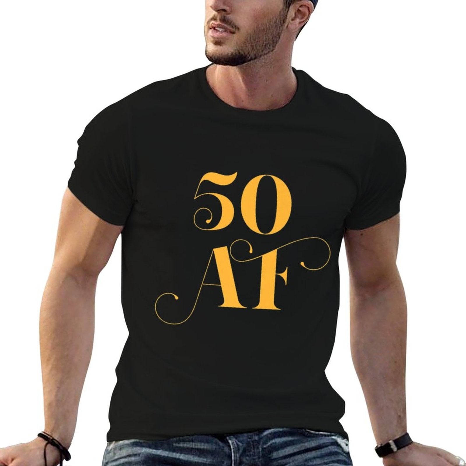 50 AF  50 Years Old  Fancy Golden Yellow 50th Birthday Premium  Polyester Blend T-Shirt