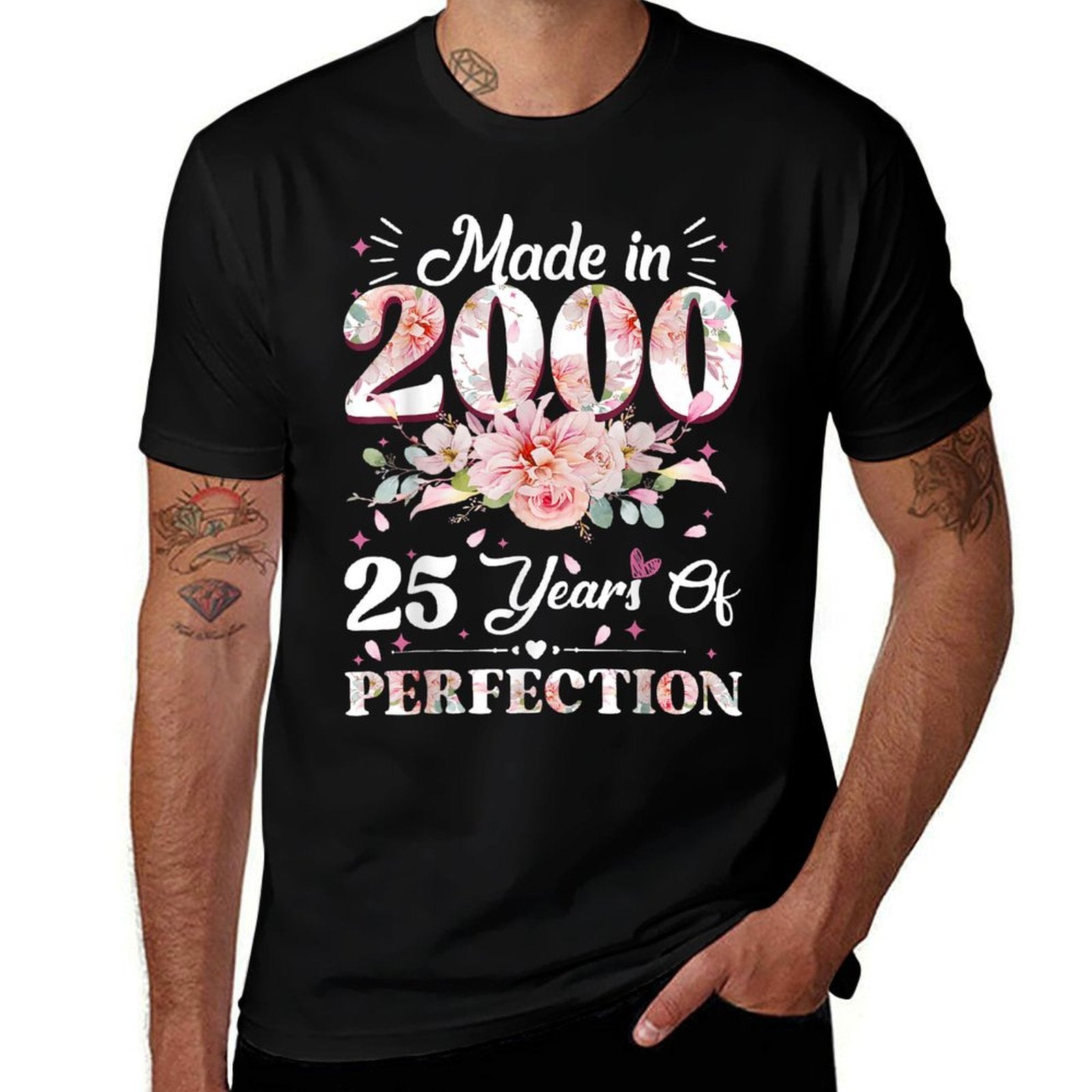25 Year Old Made In 2000 Floral 25th Birthday Gifts Women  Classic T-Shirt