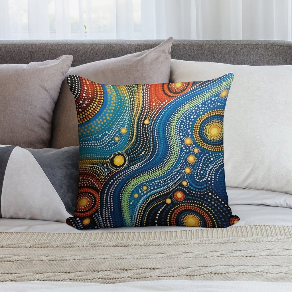 Aboriginal Authentic Art - Deep Sea Plants Soft High-Density Material Throw Pillow