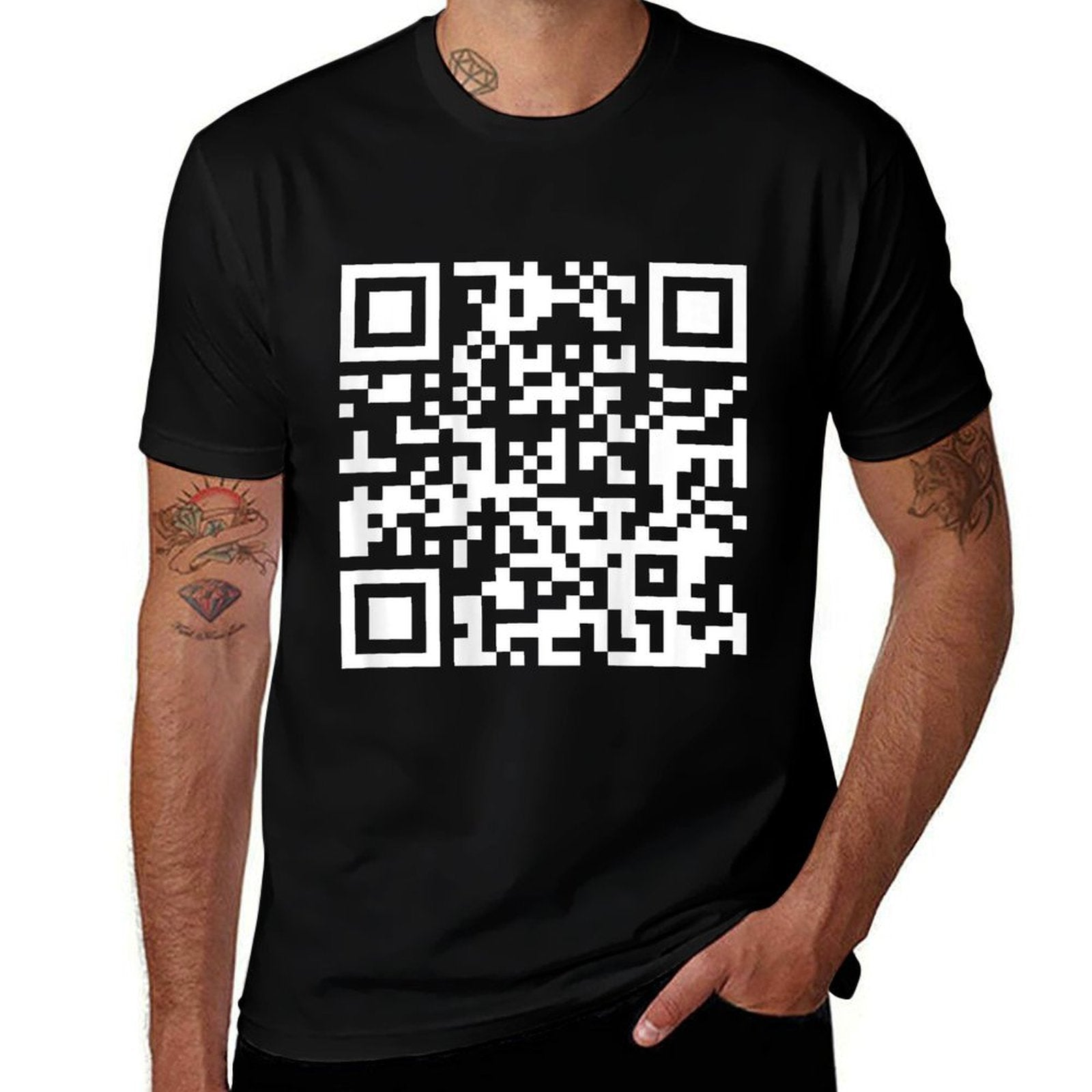 (On Back) Funny QR Fck Off Code Saying Quote For Men Women  Versatile T-Shirt