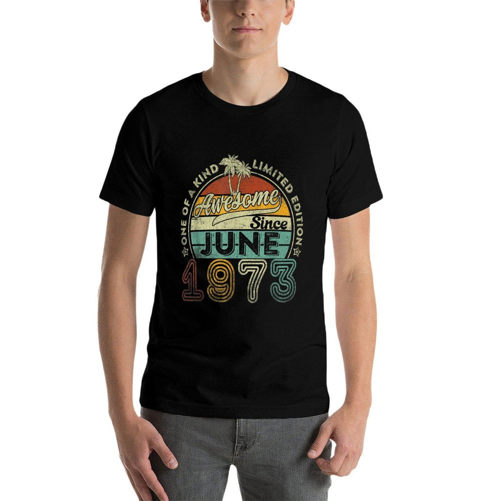 50 Year Old Awesome Since June 1973 50th Birthday  Summer-ready Fabric T-Shirt