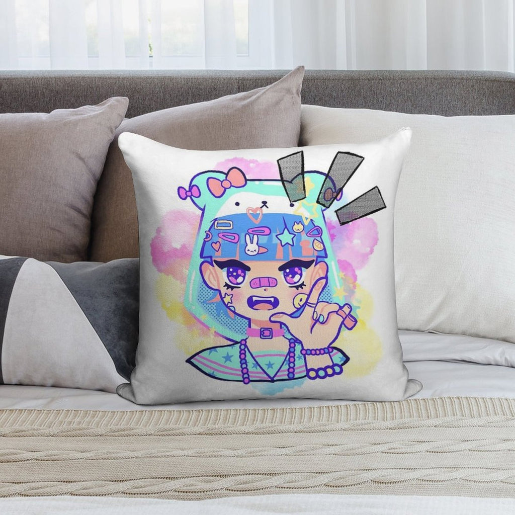 Anime Girl Bubblegum Soft Shrink-Resistant Throw Pillow