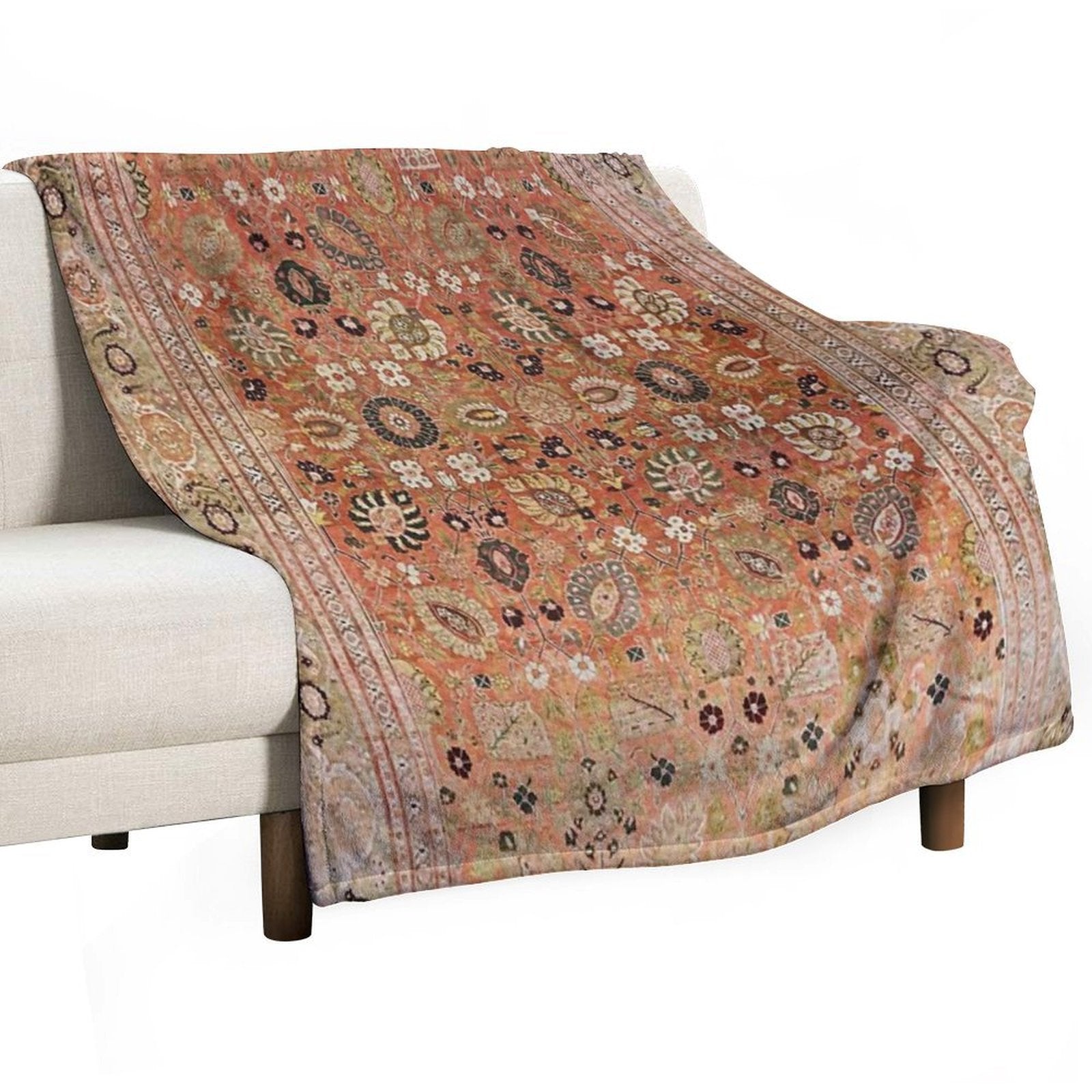 Antique Tabriz Persian Rug Print Anti-pilling Throw Blanket