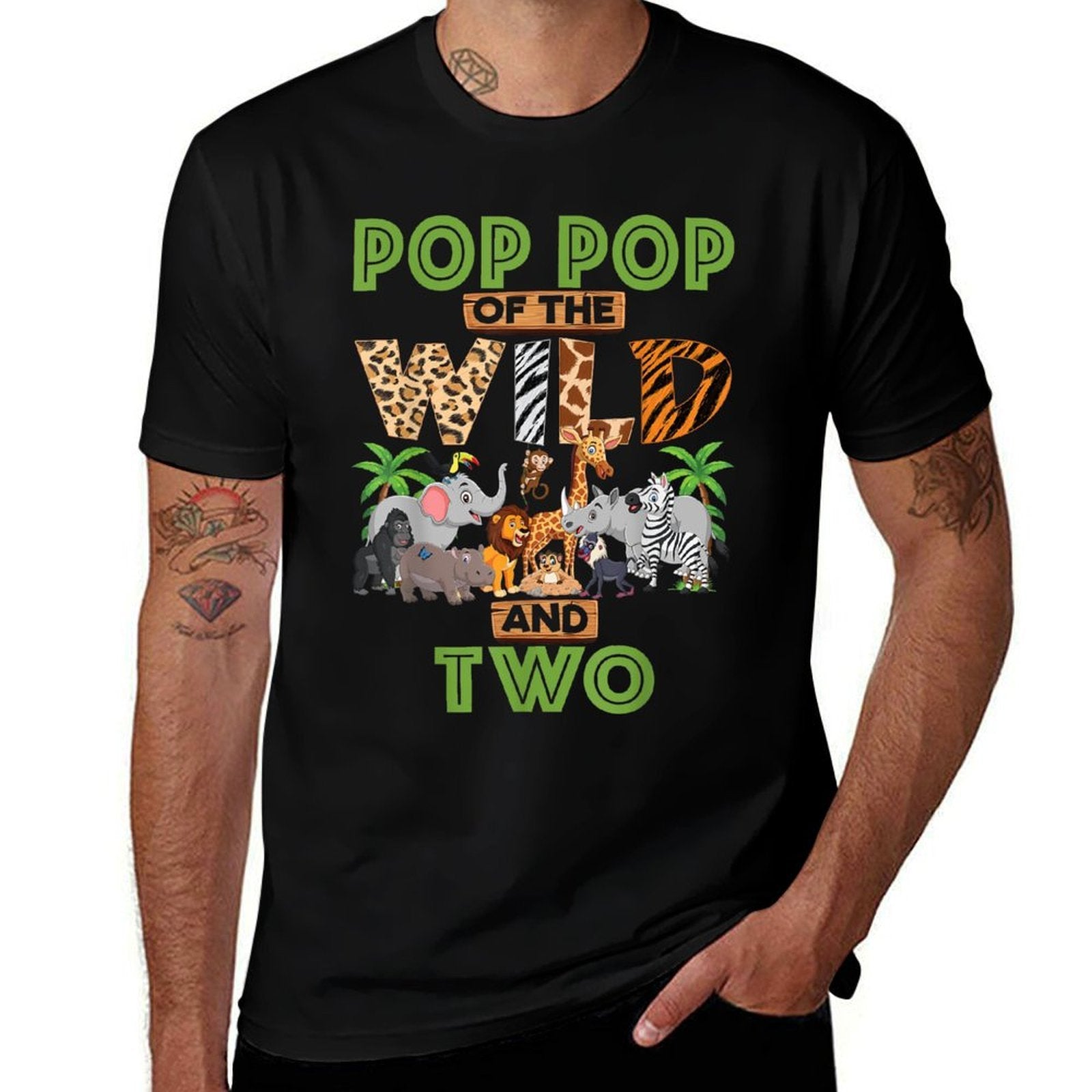 2nd Birthday Zoo Safari Jungle Pop Pop Of The Wild And Two  Affordable Price T-Shirt