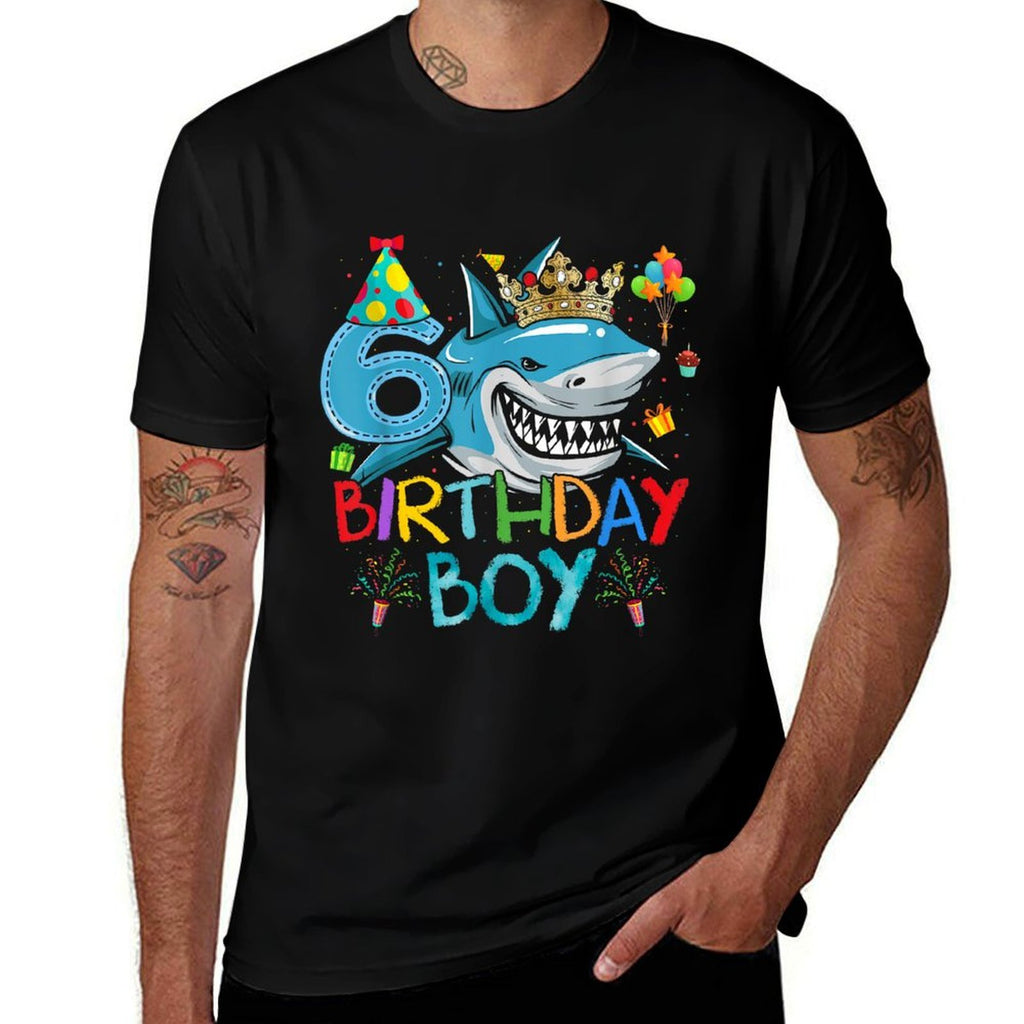 6th Birthday Shark Ocean Theme Party 6 Years Old For Boy  Slim-fit Cut T-Shirt