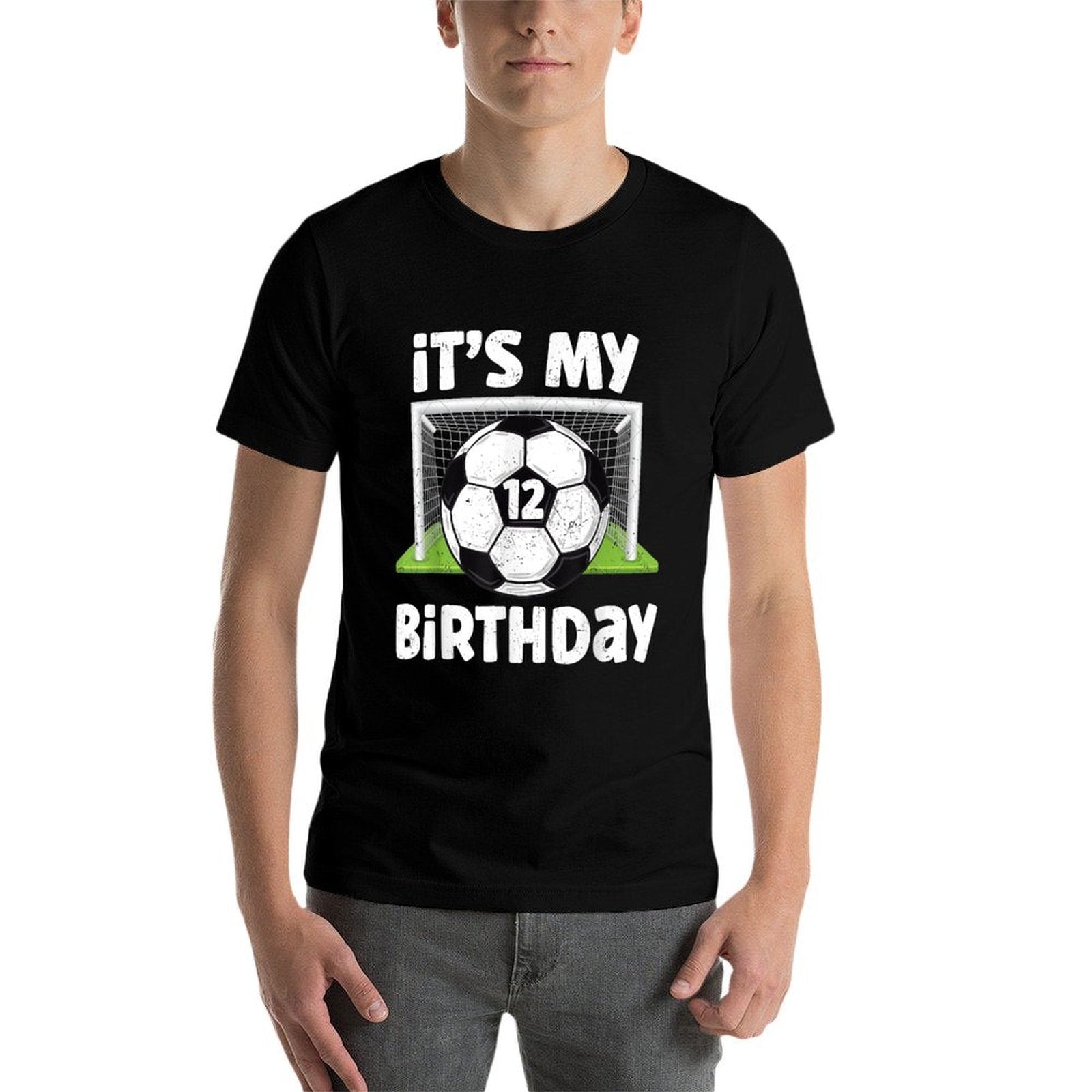 12 Years Old Soccer 12th Birthday Player Kids B-day Party  Cotton T-Shirt