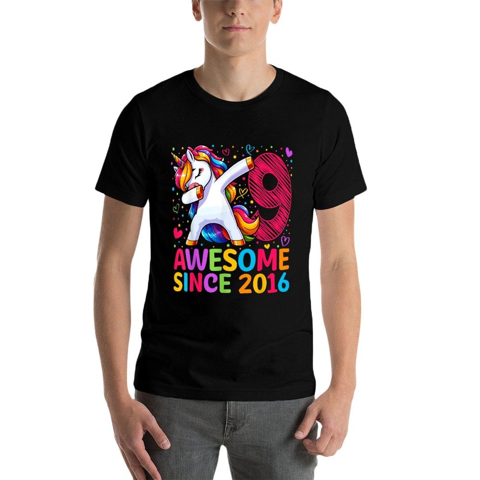 9 Year Old Unicorn Dabbing 9th Birthday Girl Party  Soft T-Shirt