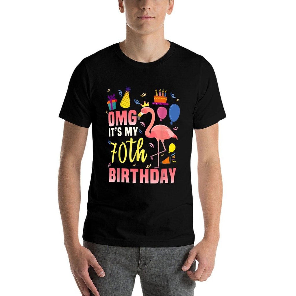 70 Year Old Women Men Gift Flamingo It's My 70th Birthday  Breathable T-Shirt