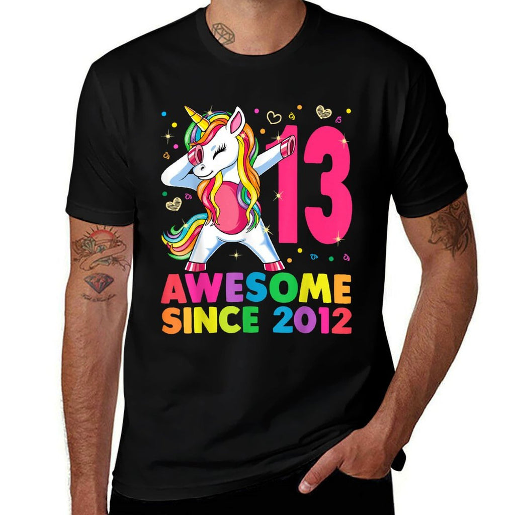 13 Years Old Unicorn Dabbing 13th Birthday Girl Gift Party  Breathable T-Shirt