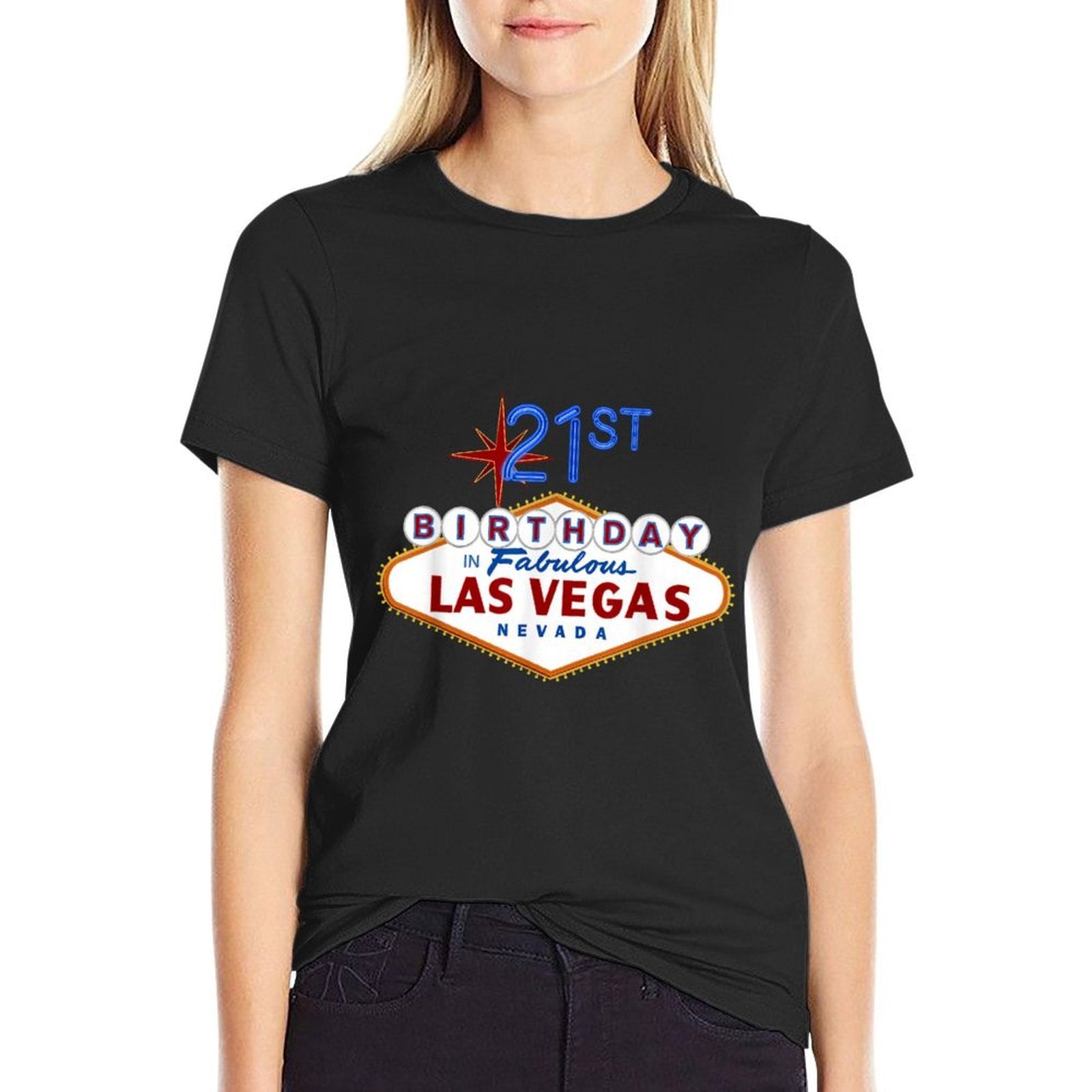 21st Birthday in Las Vegas Classic Sign Souvenir T  Vintage-inspired T-Shirt