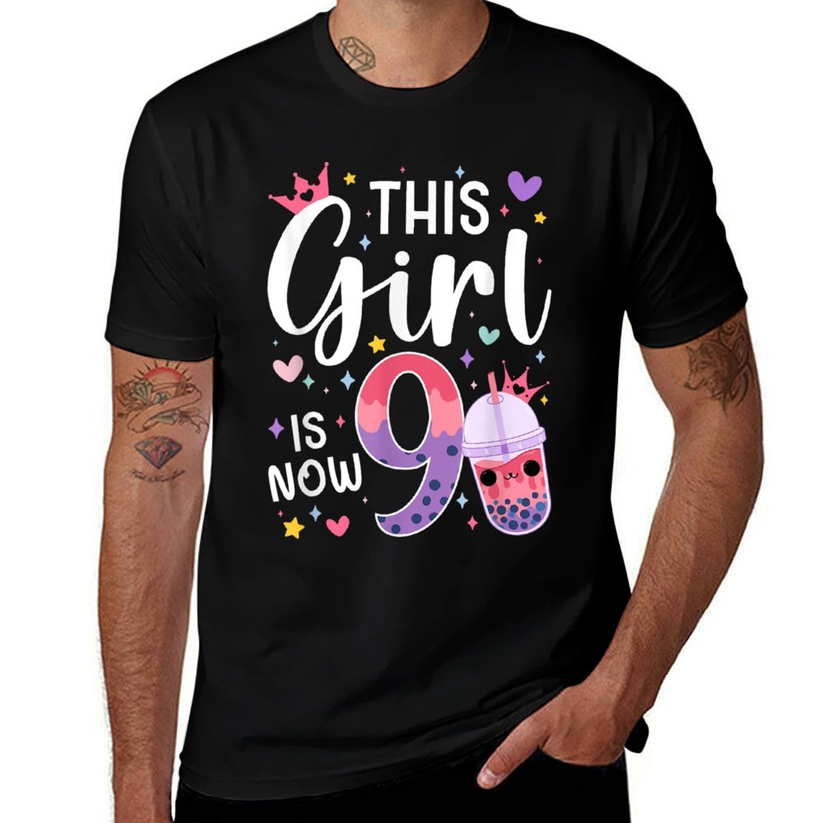 9th Boba Tea Birthday Party Nine Year Old Bubble Tea Girl  Quick-drying T-Shirt