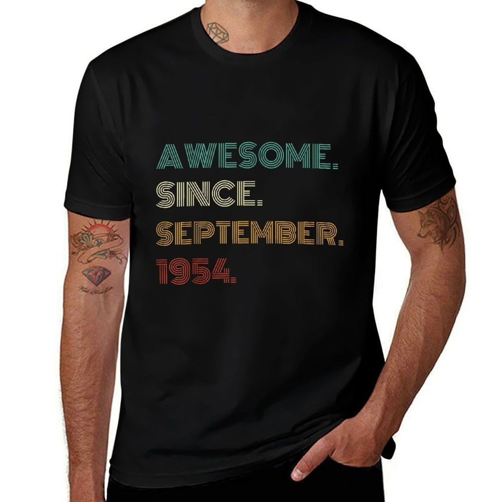 70 Years Old Awesome Since September 1954 70th Birthday  High-quality Stitching T-Shirt