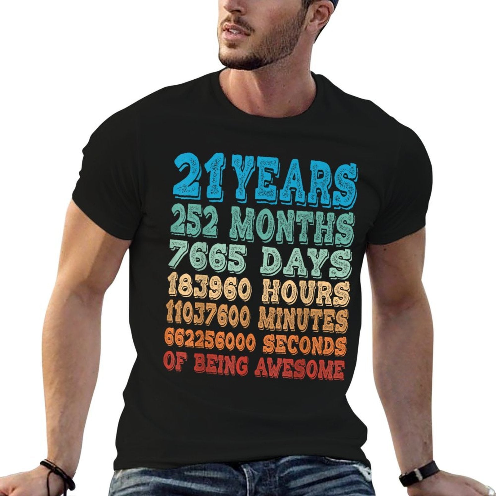 21 Years, Months, Days, Hours Retro 21st Birthday  Soft T-Shirt