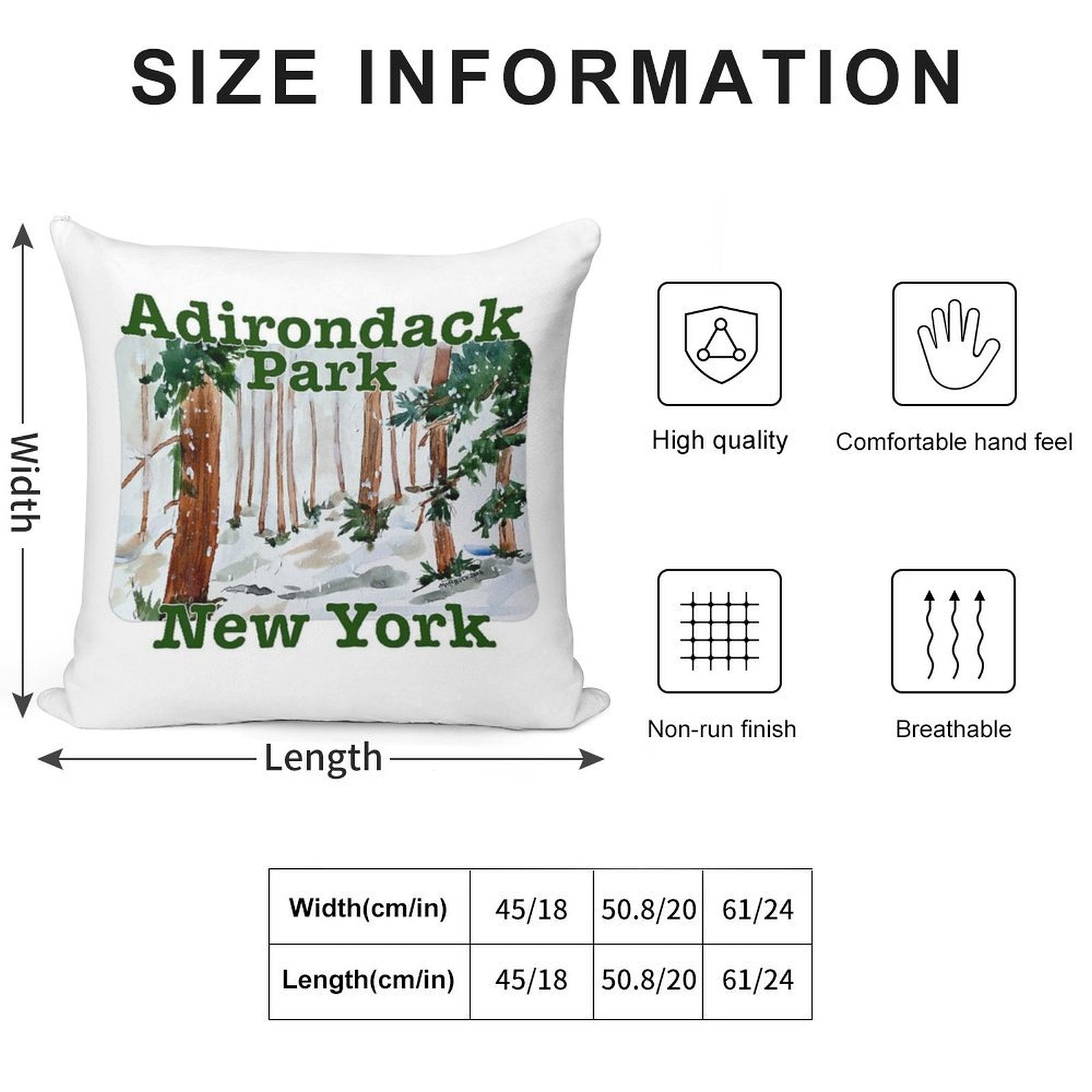 Adirondack Park, New York Soft Gift Ready Throw Pillow