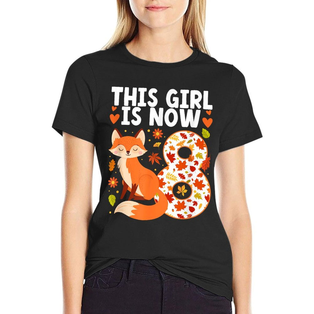 8th Fox Birthday Party 8 Year Old Girl Foxes Birthday Fox  Versatile T-Shirt