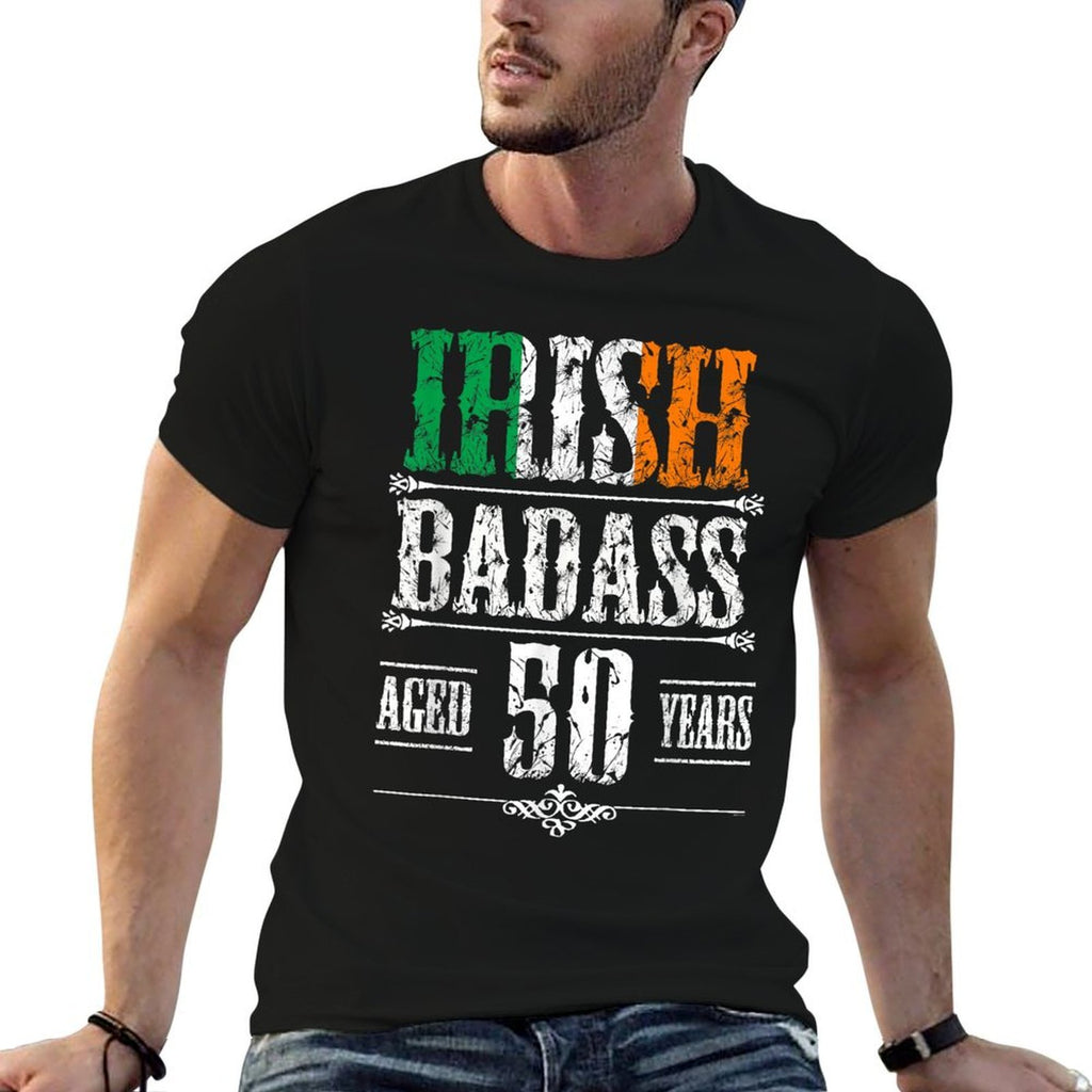 50th Irish Birthdays T Shirt Present for 50 Year Old  Heathered Texture T-Shirt