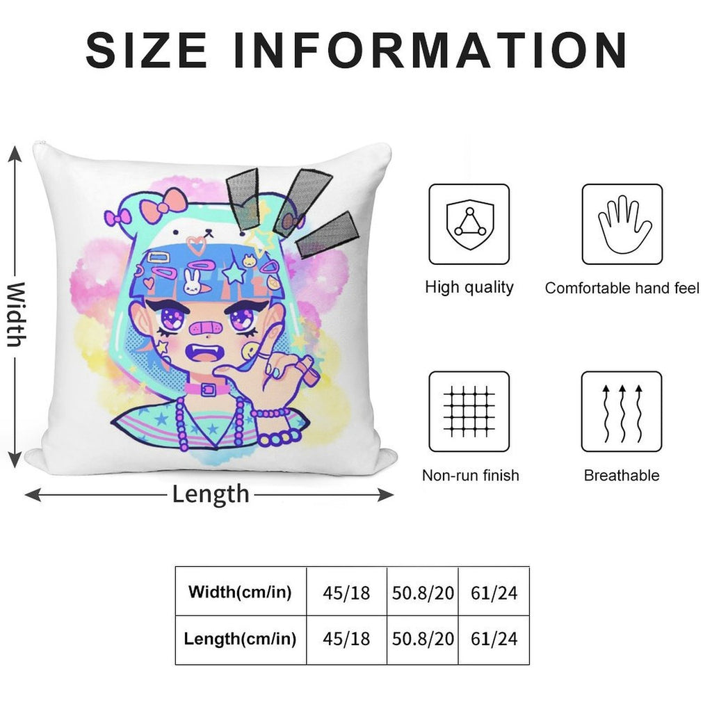Anime Girl Bubblegum Soft Shrink-Resistant Throw Pillow