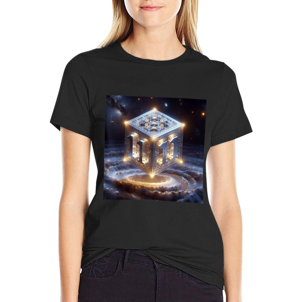 Angel Number 1111 with Metatrons Cube  Fade-proof Color T-Shirt