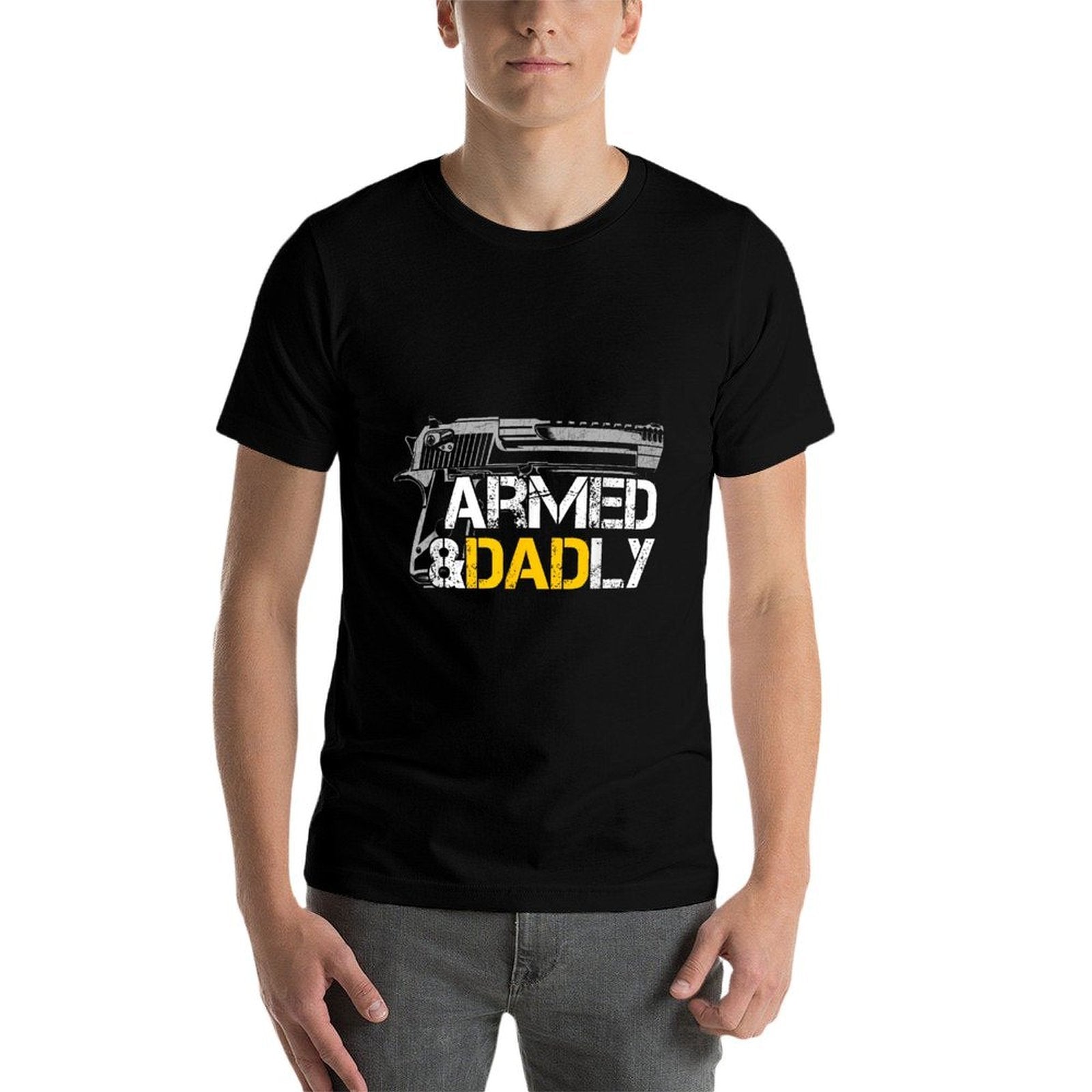 Armed And Dadly Desert Eagle Pistol Army Dad  Stretchy T-Shirt