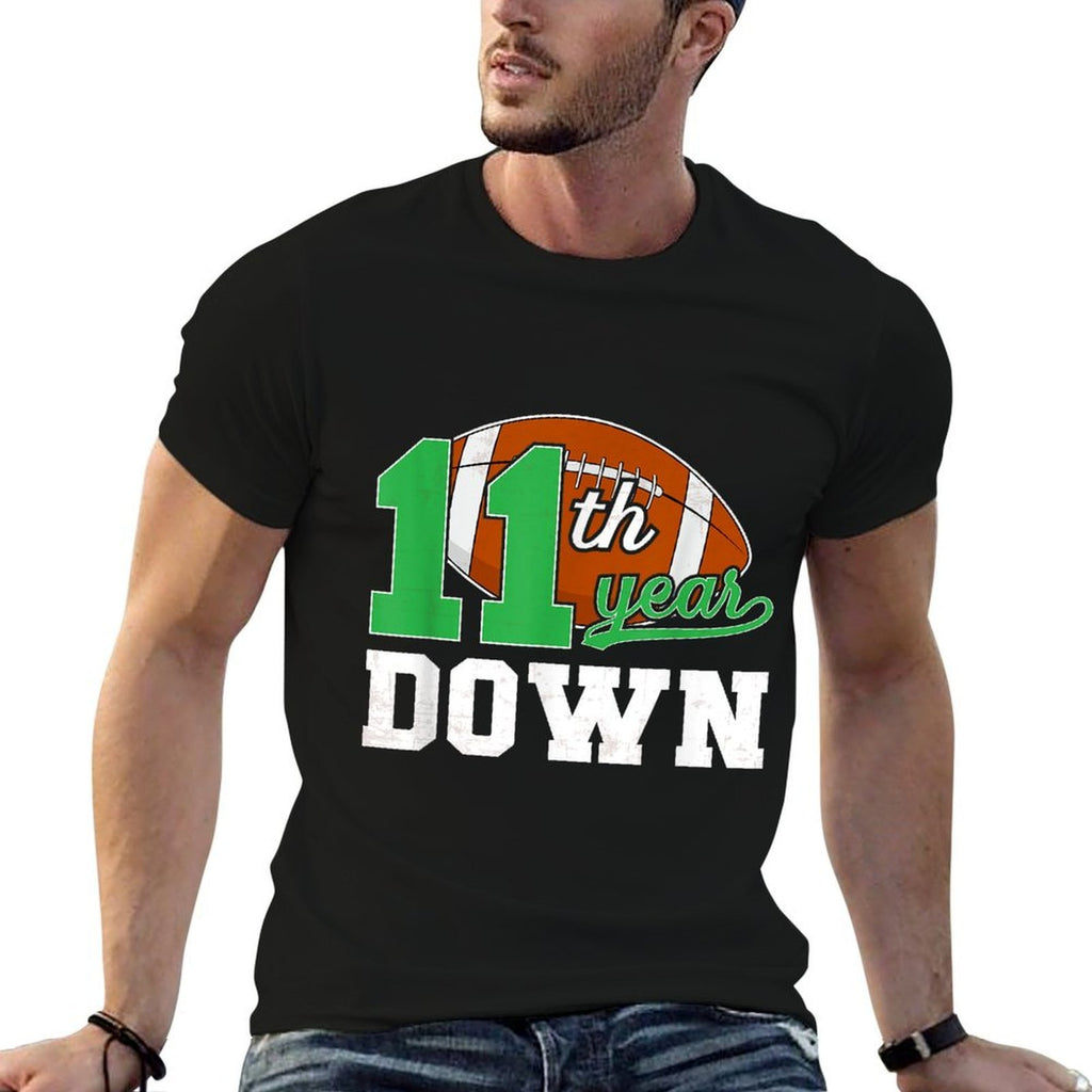 11th Football Birthday Eleven Year Old Football Player  Trendy Pattern T-Shirt