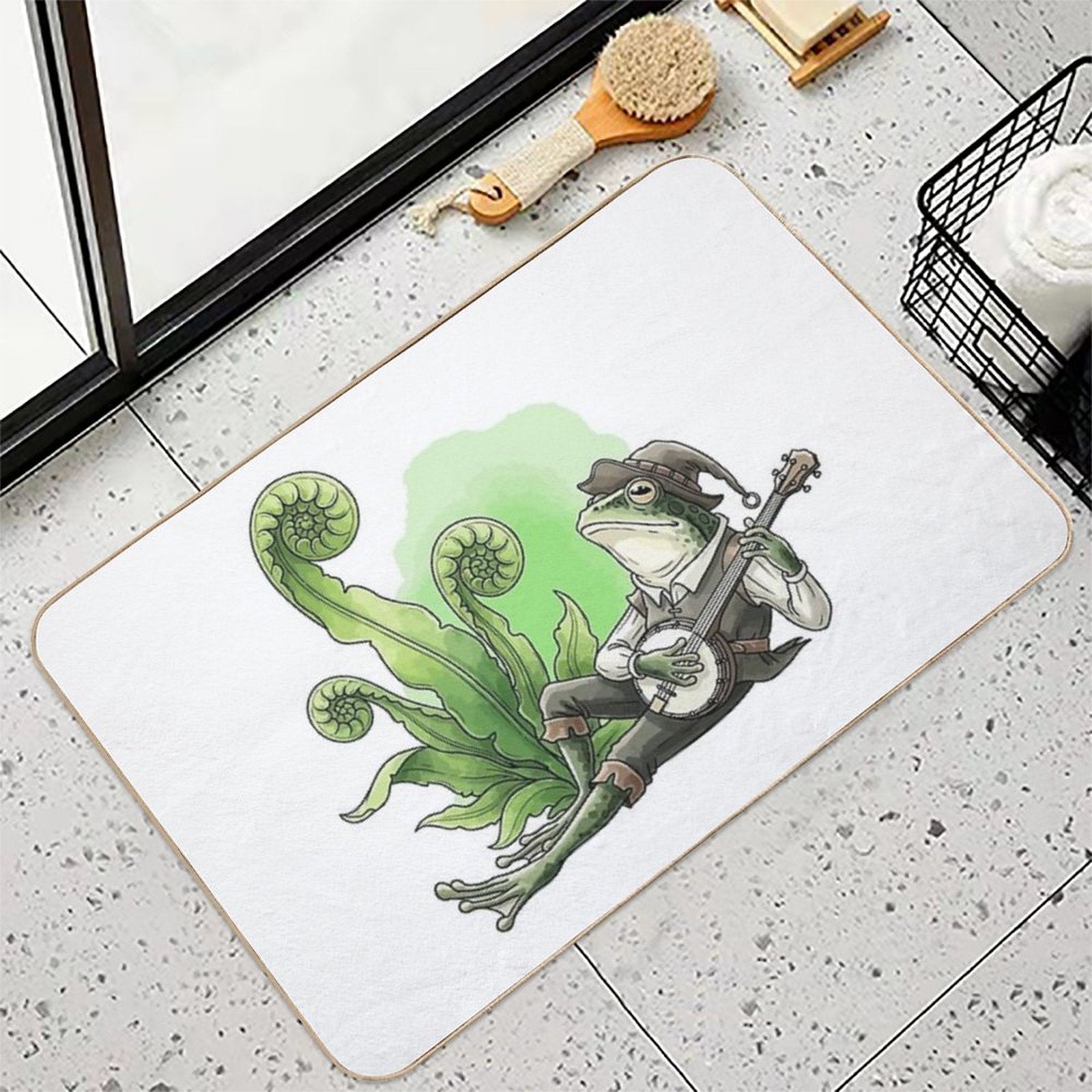 Whimsical Banjo Frog Music  High-Traffic Bath Mat