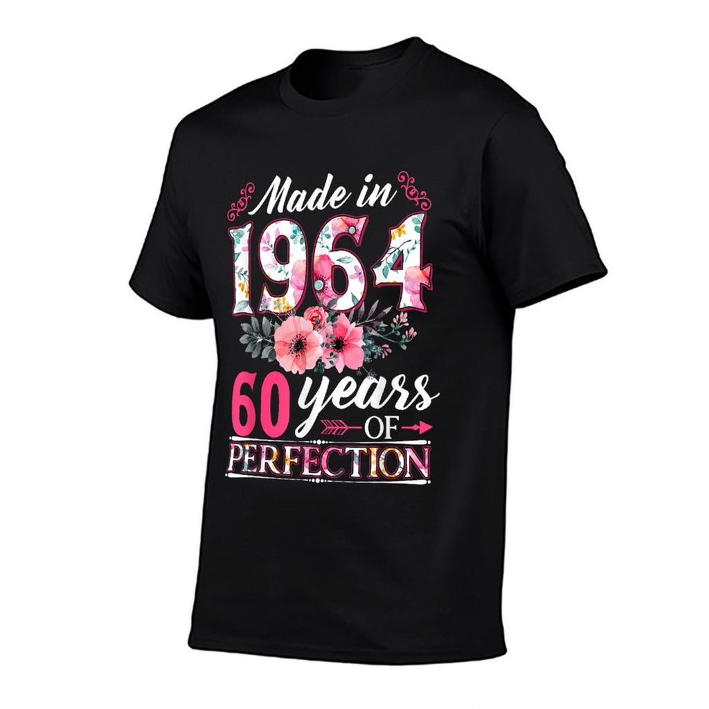60 Year Old Made In 1964 Floral Flower 60th Birthday Womens  Wrinkle-resistant T-Shirt