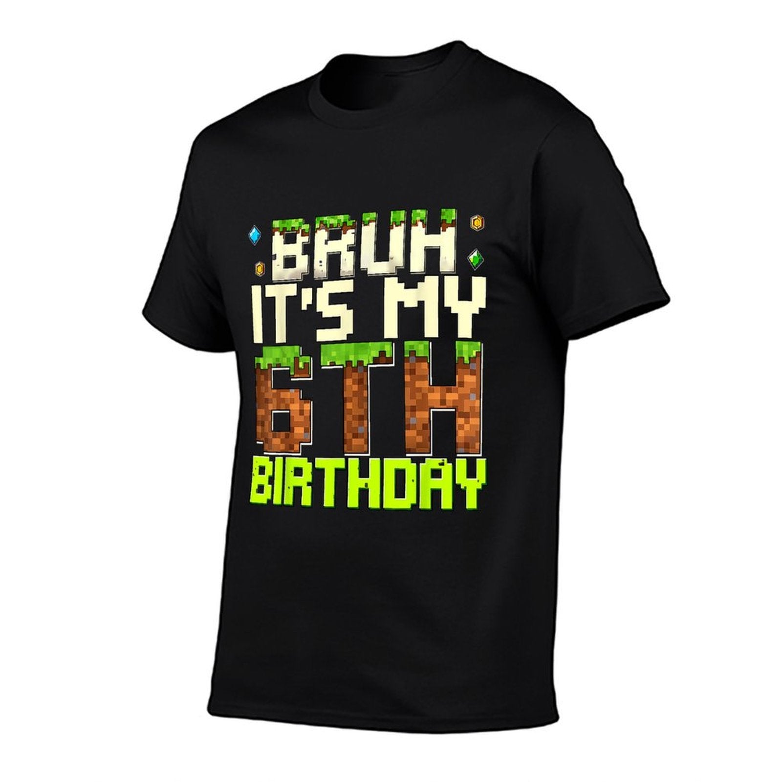 6th Birthday Boy Bruh It's My 6th Birthday Gamer Pixel  Heathered Texture T-Shirt