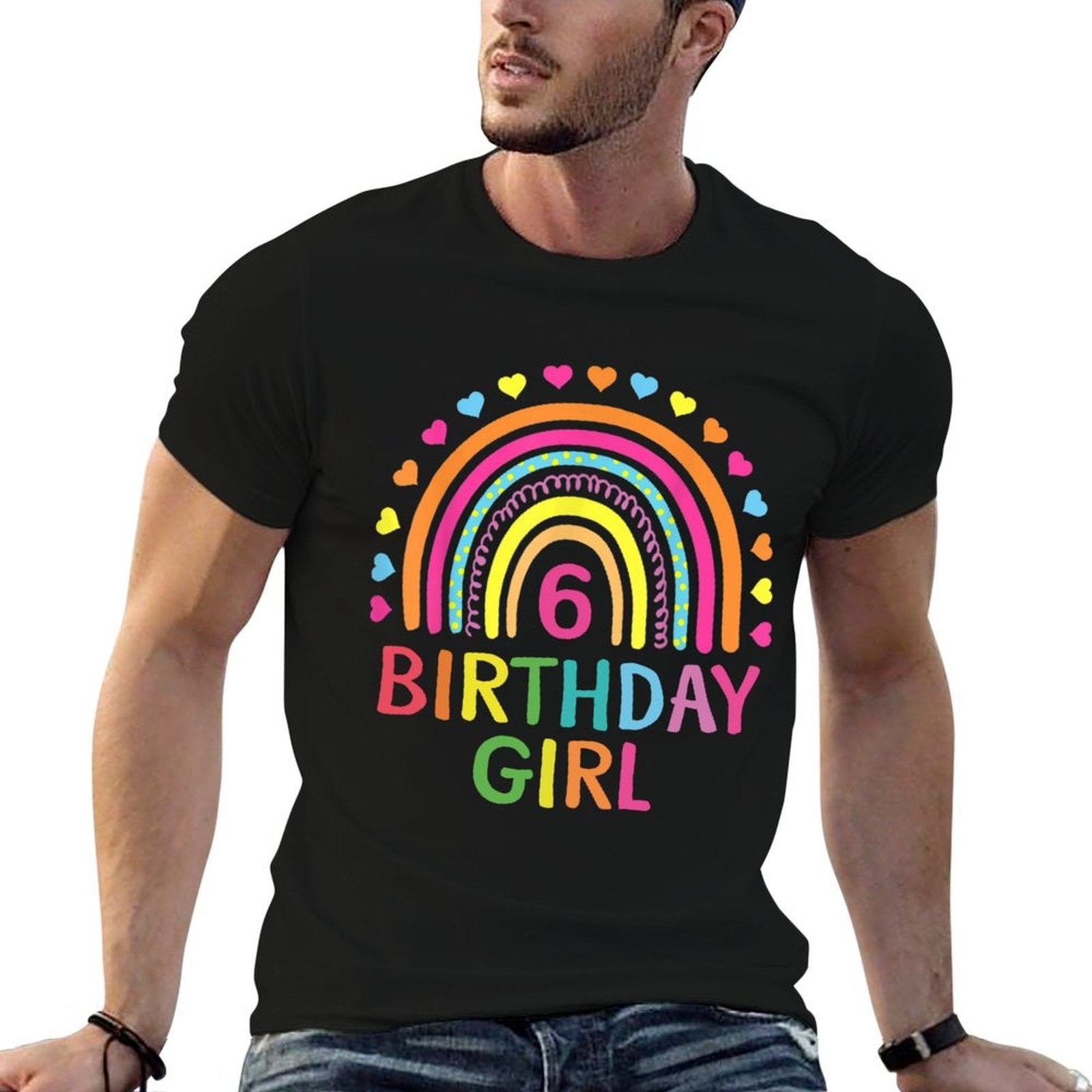 6 Years Old Rainbow Girls 6th Birthday For Girls Kids  Tagless Design T-Shirt