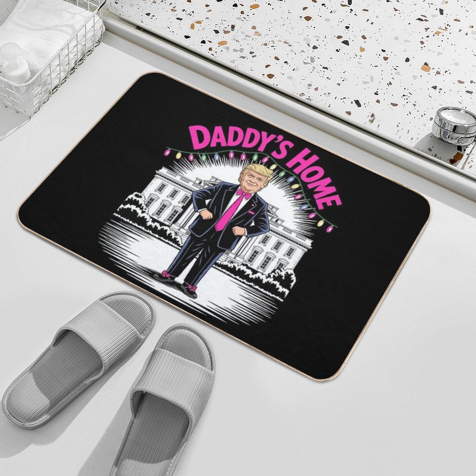 Daddys Home White Trump House Christmas Lights Women Girls  Eco-Friendly Bath Mat