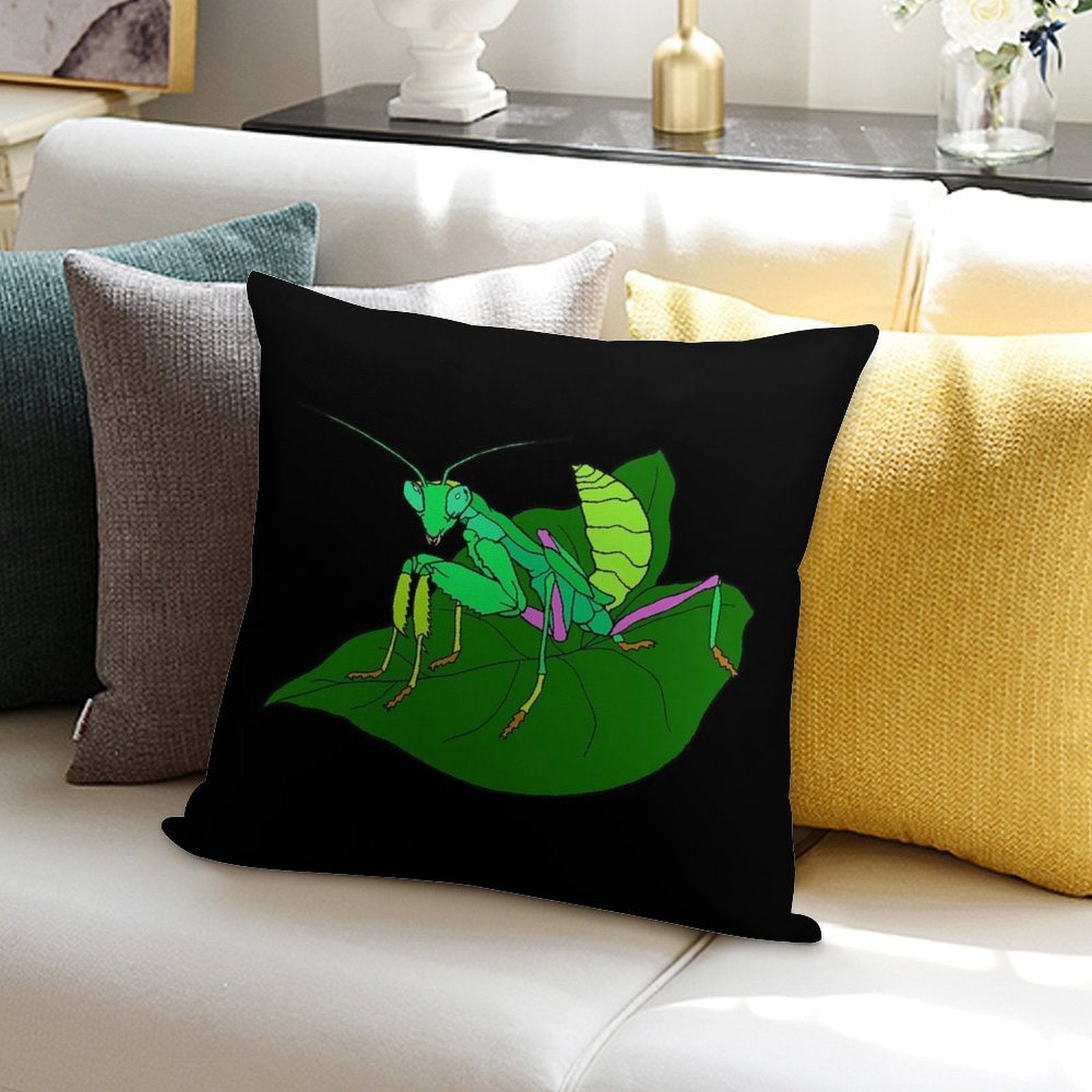 African Giant Mantis (juvenile) Soft Shrink-Resistant Throw Pillow