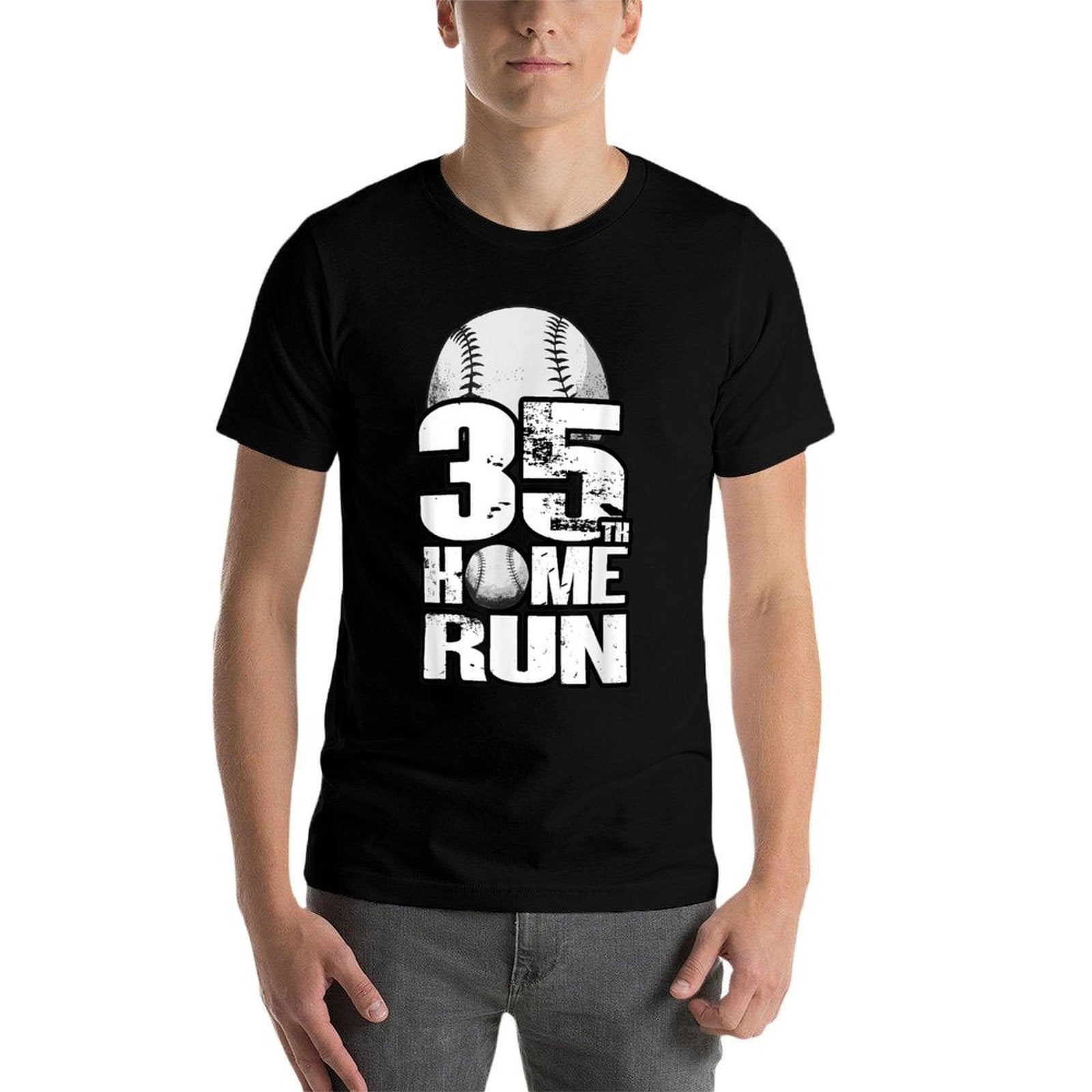 35 Years Old Vintage Baseball 35th Birthday  Ribbed Collar T-Shirt