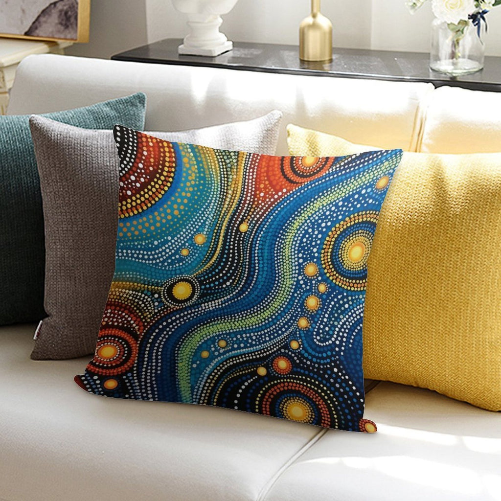 Aboriginal Authentic Art - Deep Sea Plants Soft High-Density Material Throw Pillow