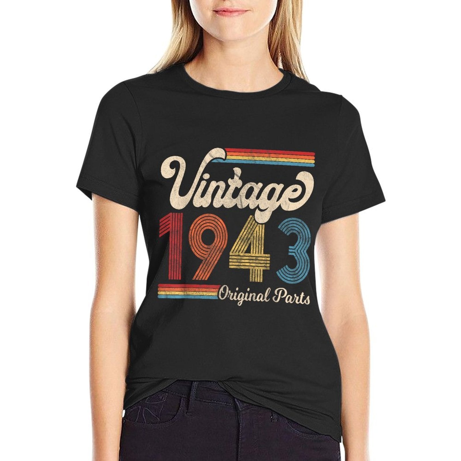 1943. Vintage 1943 Birthday Gift Men Women. Born Made 1943  Fade-proof Color T-Shirt