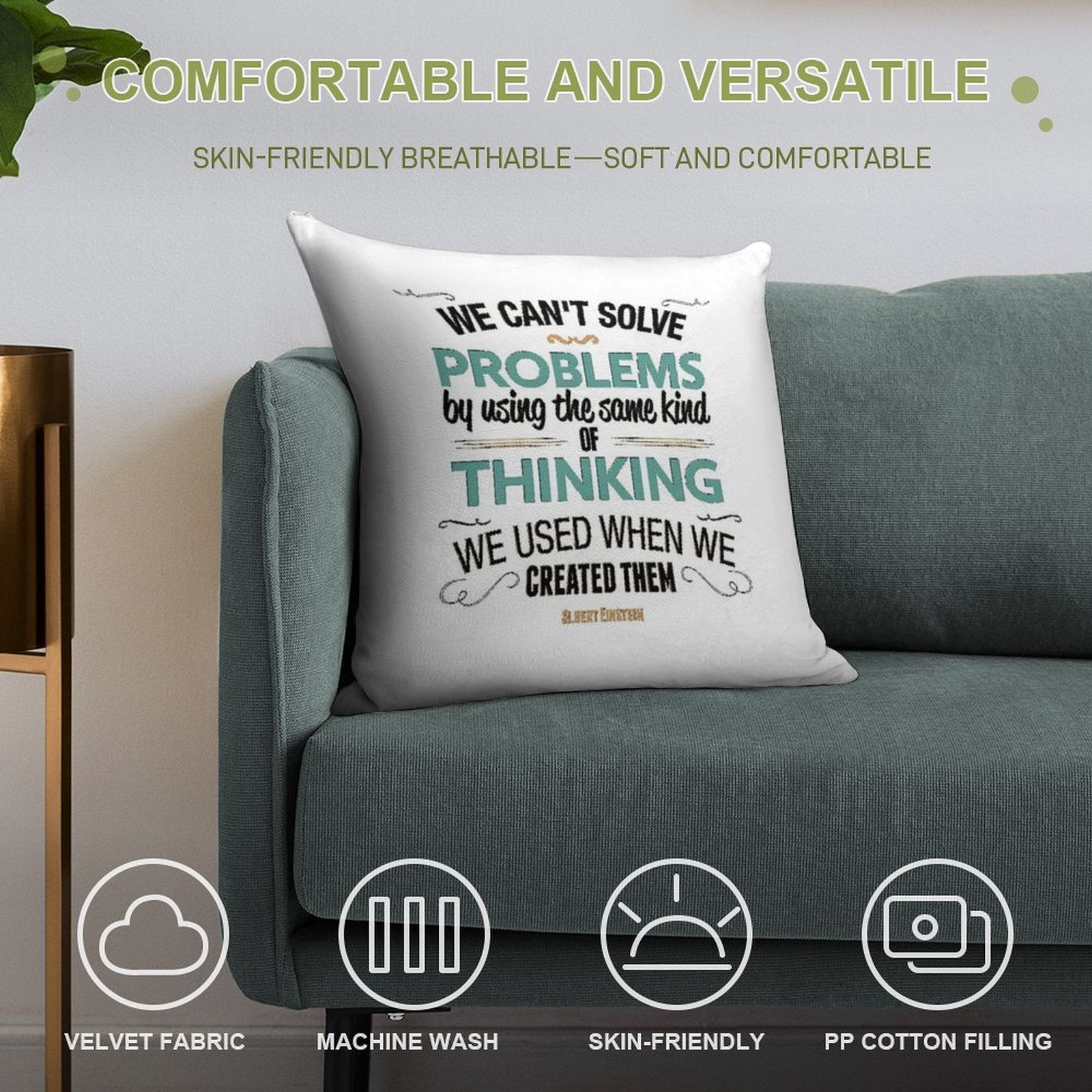 Albert Einstein Soft Hidden Zipper Throw Pillow