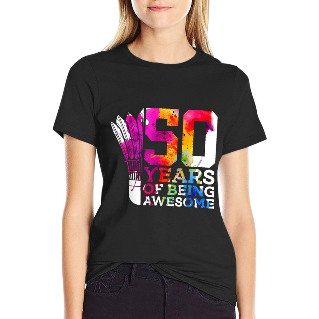 50 YEARS OF BEING AWESOME BADMINTON 50TH BIRTHDAY  Affordable Price T-Shirt